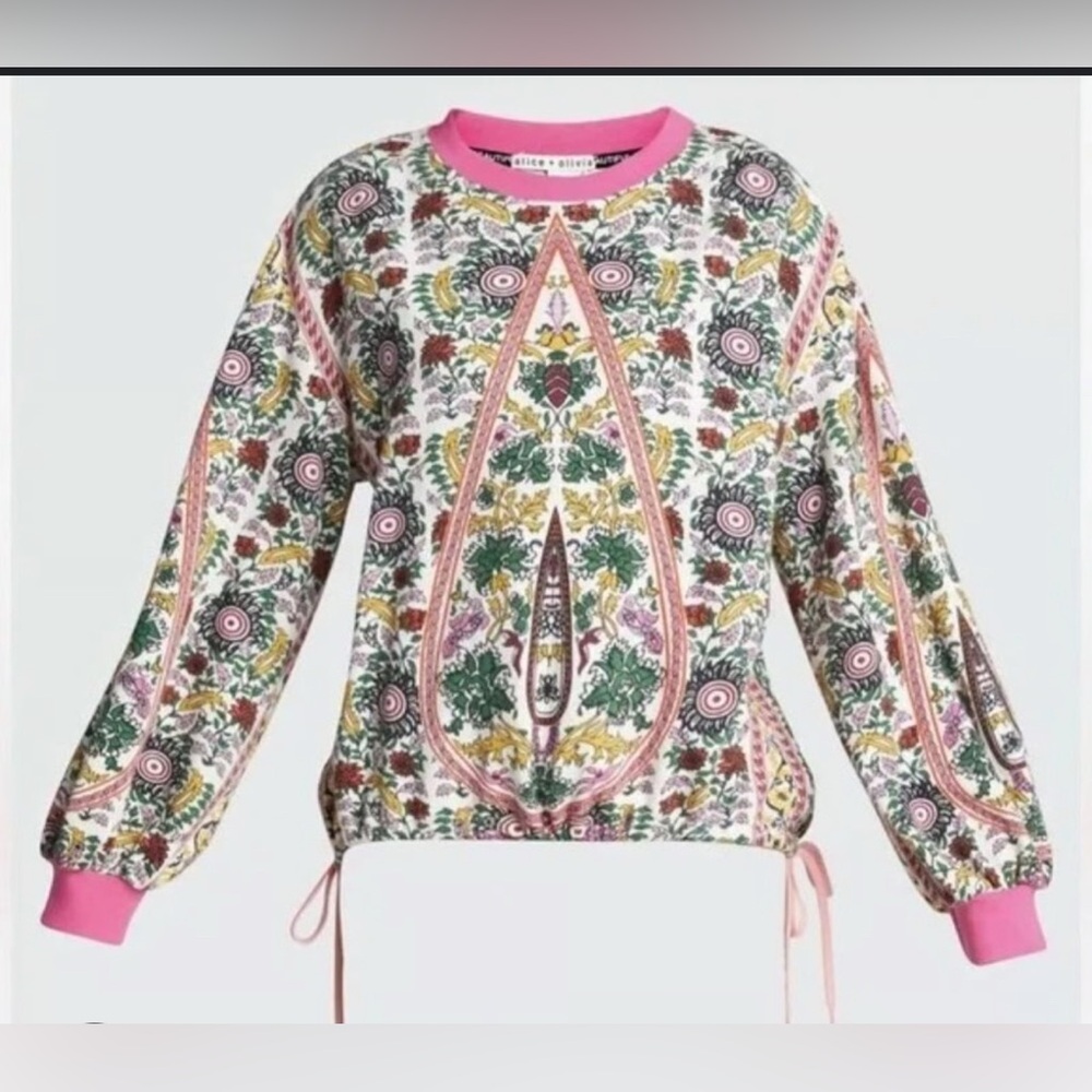 NWOT - Alice + Olivia Amirah Printed Sweatshirt - Size Medium - Picture 2 of 7